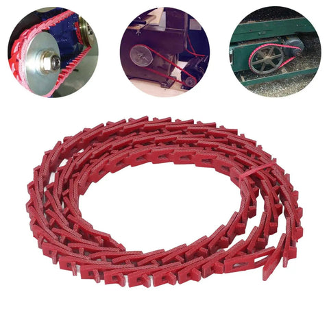 Badass Heavy Duty Adjustable Pu V Belt 4 Foot Industrial Link Drive Belt shown in red, designed for woodworking lathe and saw applications.