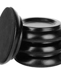 Legit Heavy Duty Upright Piano Caster Cups With Solid Beech Wood And Thick Non Slip Anti Noise Foam For Smooth Hardwood Floor Protection And Silent Glide Set Of Four Black stacked in a close-up view.