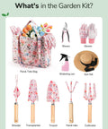 10 Piece Womens Garden Tool Gift Set With Floral Organizer Bag Rust Proof Heavy Duty Tools In Pink Cute Yet Tough For Garden Gals