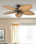 Palm Island 52 Inch Tropical Indoor Outdoor Ceiling Fan With No Light Pull Chain Two Mounting Options Five Palm Leaf Blades