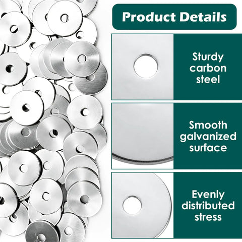 Bulk 400 Piece Zinc Plated Carbon Steel Flat Washers 4mm ID X 20mm OD X 1mm Thick Metal Fender Washers For Screws Bolts Furniture Repair