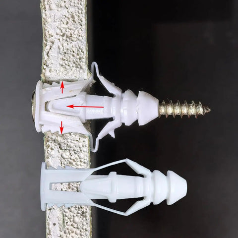 All In One Concrete Wall Anchors And Stainless Steel Screws Kit in drywall, showing anchor expansion step