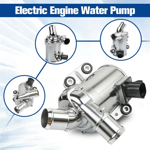 Fresh Electric Engine Cooling Water Pump Fits Lincoln Mkz Ford Fusion C Max 2013 To 2020 showcasing shiny metallic body and connectors.