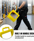 Heavy Duty Pallet Jack Chock Wheel Stopper being carried on job site