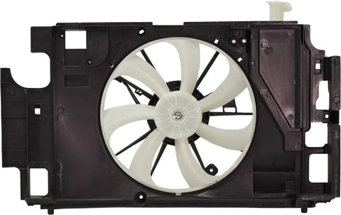 Plug And Swap Radiator Cooling Fan Assembly With Built In Motor Shroud And Bonus Coolant Tank Fits Toyota Prius C 2012 Through 2015 1.5L Hybrid close up view