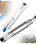 Built Tough Heavy Duty Drawer Runners With Secure Lock And Dual Ball Bearing Glides shown from the side for workshop use.