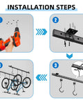 Installation guide for Ceiling Mounted Bike Rack for Garage Heavy Duty Indoor Metal Bike Hanger With 8 Adjustable Hooks