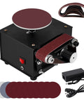 Topshelf Mini Belt And Disc Sander Combo Featuring Independent Dual Motor Controls, Four Inch Grinding Pad, And Quick Swap Belt Sander Hitting Eight Grand Rpm For Knife Sharpening, Wood, Metal, And Diy Projects with sanding pads