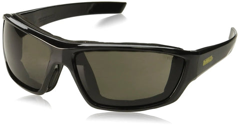 Converter Safety Glasses With Black Frame And Smoke Anti Fog Lens, Interchangeable Temples And Elastic Head Strap, Foam Shield Debris Protection