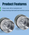 Trailer wheel bearing protector caps, metal with rubber seal for 1.980 hub bore, 2-pack