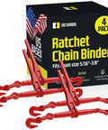 Heavy Duty Built Tough Ratcheting Chain Binder Set For Secure Tie Downs Fits Five Sixteenths To Three Eighths Inch Chain 9200 LB