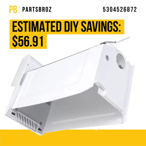 Ice Container Assembly For Frigidaire Refrigerator Replacement Replaces AP7014071 PS16543746 5304526872 shown side view