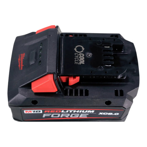 M18 RedLithium High Output 18V 8.0Ah Lithium-Ion Battery Pack For Cordless Power Tools, top view with battery terminals