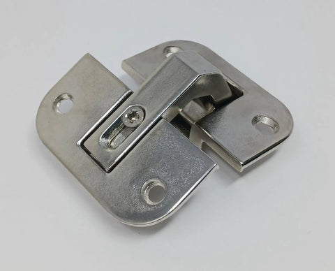 Adjustable Concealed Pie Cut Corner Cabinet Door Hinge Full Inset Nickel Plated Finish shown from the top with detailed view.