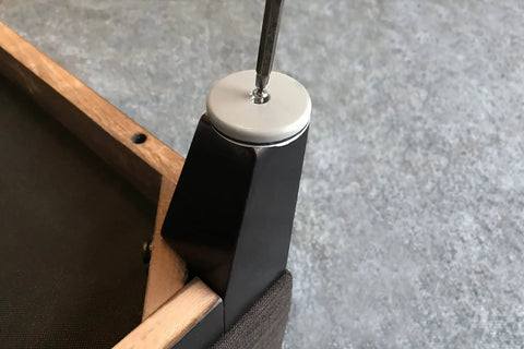 Installing Four Pack Nail On 1 Inch Swivel Furniture Glides With Low Friction Base on furniture leg for carpet use.