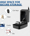 Lock It Down Tight With This Solid Window Mount Security Box Designed With A Slick Four Digit Combo Dial And A Clever Emergency Backup Key So You Can Skip The Stress And Stay Worry Free During Busy Turo Shifts Or Daily Rideshare Runs showcasing secure storage for car keys and cards.