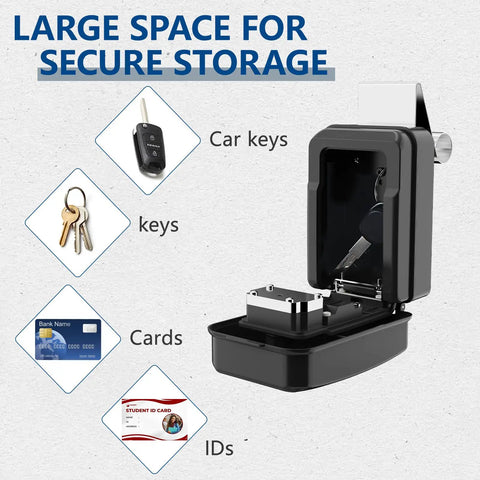 Lock It Down Tight With This Solid Window Mount Security Box Designed With A Slick Four Digit Combo Dial And A Clever Emergency Backup Key So You Can Skip The Stress And Stay Worry Free During Busy Turo Shifts Or Daily Rideshare Runs showcasing secure storage for car keys and cards.