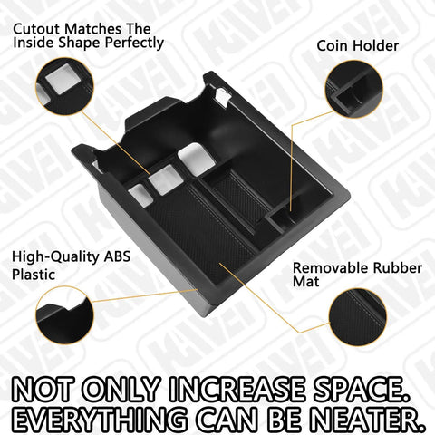Center Console Organizer For Mazda CX-5 2017 2018 2019 2020 2021 2022 2023 2024 2025 Not For 2026, ABS plastic with coin holder and non-slip liner.