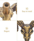 Close-up view of Brass Goat Head Cabinet Knob Pull Handle Vintage Animal Drawer Knob For Kitchen Cabinets And Dresser Rustic Metal Cupboard Hardware Durable Goat Head Design With Premium Craftsmanship Ideal Rustic Farmhouse Decor