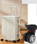 4 Pieces Universal Swivel Left Suitcase Wheel Replacement Black 360 Degree Wheel For Luggage 115W Series W055 next to suitcase