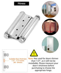 Heavy Duty Stainless Steel Auto Closing Hinges 4 Pack Double Action for doors 1.57 to 1.77 inches thick with brushed finish.