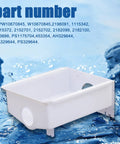 Ultra Durable Ice Maker Replacement Part WPW10670845 AP6023698 For Refrigerator Ice Bucket Compatible With Whirlpool Kenmore KitchenAid Amana No Brainer Install For Models 2196091 1115342 1115372 2152701 white plastic ice bucket shown in water