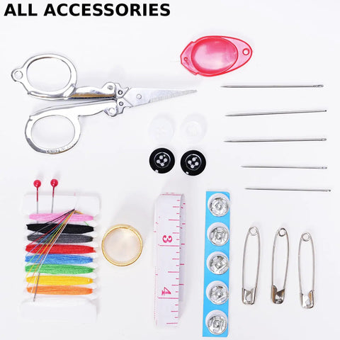 Travel Sewing Kit Grab And Go 38 Piece Portable Emergency Sewing Set With Multicolor Threads, Scissors, Needles, Buttons, Tape Measure