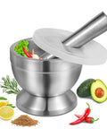 Stainless Steel Mortar And Pestle Set With Non Slip Base For Spices Herbs And Pesto Making Heavy Duty Kitchen Crusher For Grinding Pills