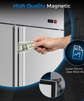 No Hassle 72 Inch Three Door Commercial Refrigerator Stainless Steel Reach In Upright Fridge with magnetic seal and money saving feature.