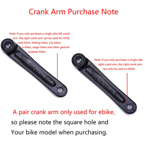 Ebike Crank Arm Set Square Hole For Mid Drive Motors Black 140mm 152mm 160mm 165mm 170mm 175mm Forged Alloy 6061 High Strength Durable Anti Deformation Precision Machined Lightweight 1 Pair