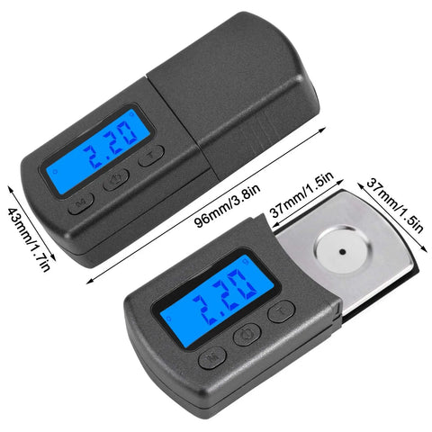 Ultra Precise Stylus Force Scale For Turntables With Blue Backlit Display Digital Gauge For MM MC Piezoelectric Pickup Auto Calibration Tare And Unit Conversion Between Grams Ounces Ozt Taels And Carats Auto Sleep, 96mm black scale