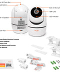 1080P HD WiFi Pan Tilt Indoor Security Camera With Night Vision Motion Detection Two Way Audio Cloud And SD Card Storage Two Pack components