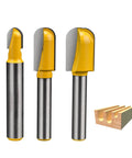 Carbide Router Bits Set With Double Flute Core Box And Round Nose For Woodworking, 1/4 Inch Shank, in three sizes