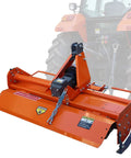 53 Inch 3 Point Rotary Tiller Attachment For Cat 1 Tractors 20-30HP, 540 RPM PTO Driven Cultivator attached to a tractor