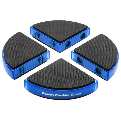 Bench Cookie Connect Gripper Tool For Woodworking Projects With Stable Modular Support For Glue Ups Custom Shapes And Narrow Tool Access Non Slip Safety Gear For Small Part Sanding And Pro Grade Quality, showing blue and black components arranged in a circular formation.