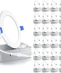 24 Pack 4 Inch LED Recessed Lights Dimmable 5000K Daylight Ultra Thin Canless Wafer Ceiling Lamps 750LM 9W 120V Damp Rated