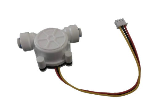 Water Flow Sensor With Quick Connect Plug And Play Fittings, Hall Effect Flowmeter, Food Grade Plastic, Flow Range 0.3 To 6 Liters Per Minute