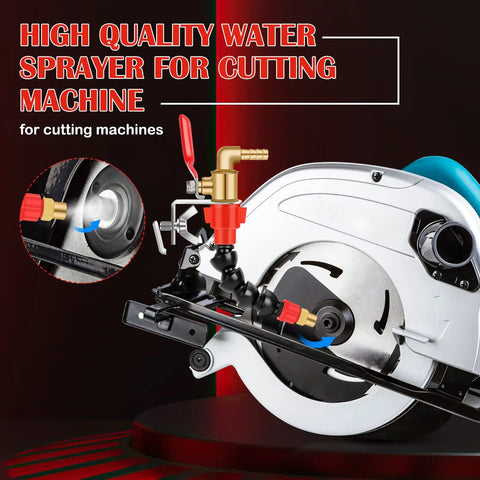 Dust Busting Water Spray Misting System For Cutting Machines And Angle Grinders Sprinkler Nozzle attached to a cutting machine