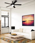 Comet Indoor 52 Inch Ceiling Fan With Light In Matte Black installed in modern living room, reversible blades