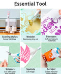 Six Piece Vinyl Tool Kit For DIY Crafters With Scoring Stylus Weeder With Cap Scissors Tweezers Spatula And Scraper