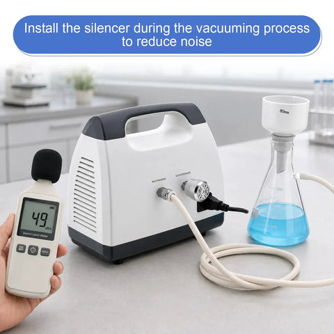 ScitoLAB Adjustable Vacuum Pump 10 L/Min Oilless Lab Diaphragm Pump Dry Running With Flow Control For Scientific Experiments Clean Workspace