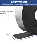 2 Inch Wide Pipe Insulation Wrap Roll 33 Feet Self Adhesive Foam Tube For Outdoor Water Pipes And AC Lines Winter Freeze Protection Heat Retention No Fuss Easy Install Durable Outdoor Plumbing Shield; showing dimensions and thickness.