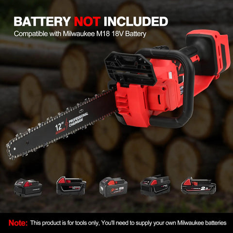 12 Inch Brushless Cordless Chainsaw Tool Only with 1000W Copper Motor, auto oiler, security lock, battery not included