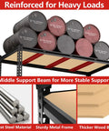 60 Inch Wide Heavy Duty Garage Storage Shelves, 72 Inch Tall Metal Racking System That Holds Up To 3000 Pounds Per Shelf, Perfect For Tires, Large Boxes, Fish Tanks, Reptile Enclosures, Tools And More. Metal rack with steel beams and wood shelves