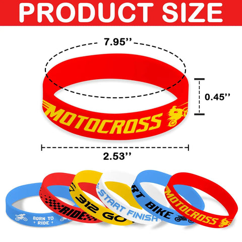 Dirt Bike Party Pack Featuring 24 Slap Bracelets And 24 Rubber Silicone Wristbands In 12 Ride Style Designs Perfect Carnival Prizes