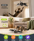 Flying Bat Dog Toy With Motion Activated Rechargeable Power, Interactive Indoor Outdoor Toy For Cats And Dogs With Realistic Flapping Wings And Pet Hair Removal Glove, plush bat cat toy with flapping wings