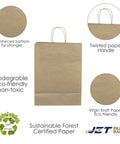 Kraft Paper Bags With Twisted Handles 12.5 By 6.5 By 15.5 Inch Brown Bulk Pack Of 300 For Small Business Merchandise Wedding Party Favors Durable Shopping Bags For Gifts And Retail