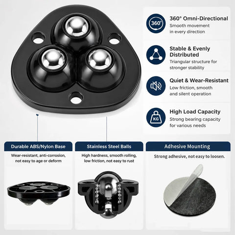 Zero Grunt Work Appliance Sliders With 8 Heavy Duty Self Adhesive Casters And 16 Extra Pads for smooth 360 degree swivel movement.