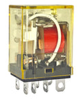 Close-up of two pack 110 to 120 volt AC power relay DPDT 10 amp plug in socket included for easy install in industrial control and DIY automation