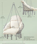 Comfy Hammock Chair With Large Thick Cushion, Boho Swing Chair For Bedroom, Patio Or Garden, Strong Metal Frame, Dove Gray